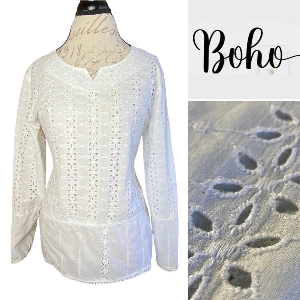 Boho White Lace Embroidered Crochet Top